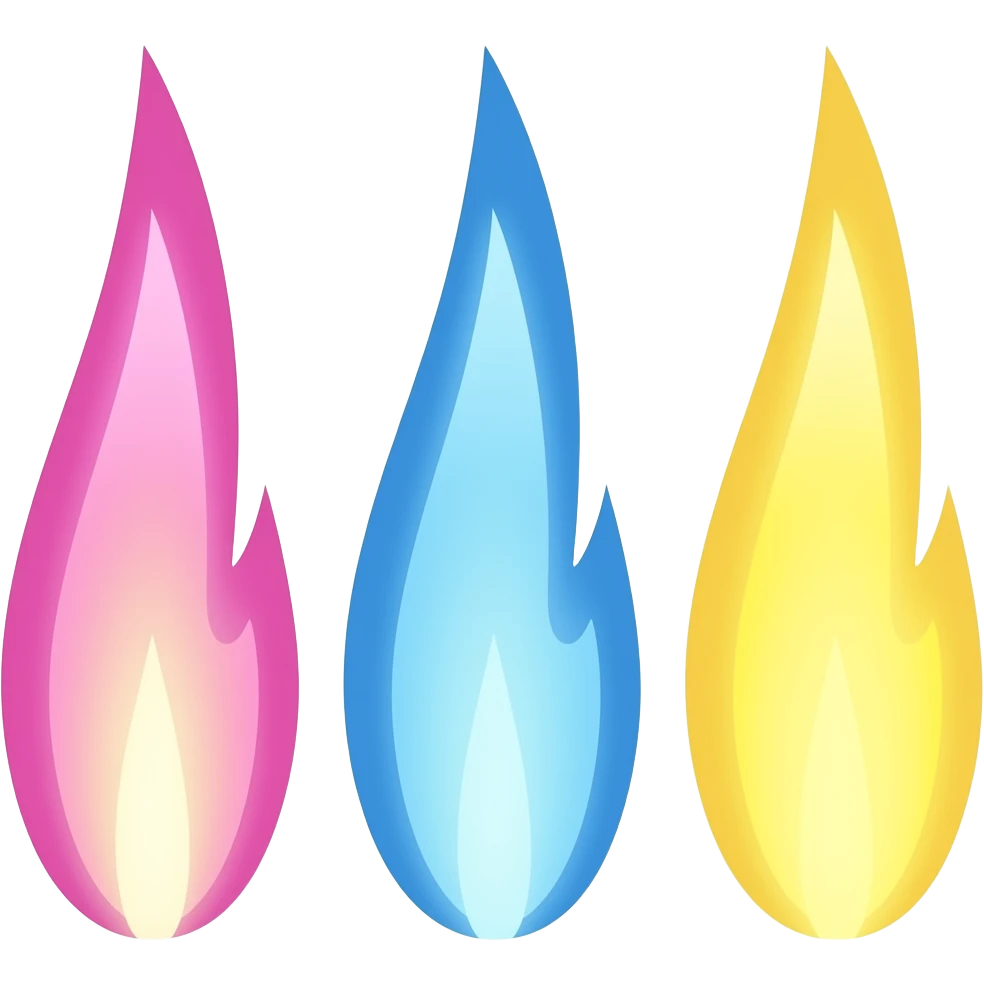 three Sparks pink blue and yellow emoji