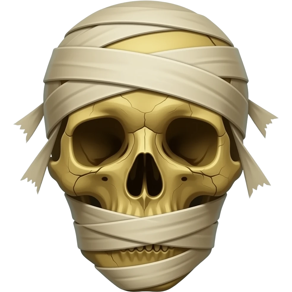 realistic mummy, head only, rotting face showing emoji