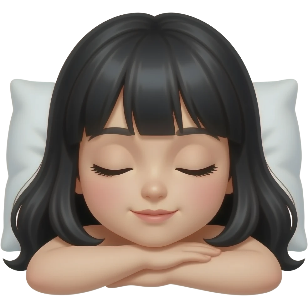 دختری با موی بلند و مشکی درحال خواب emoji