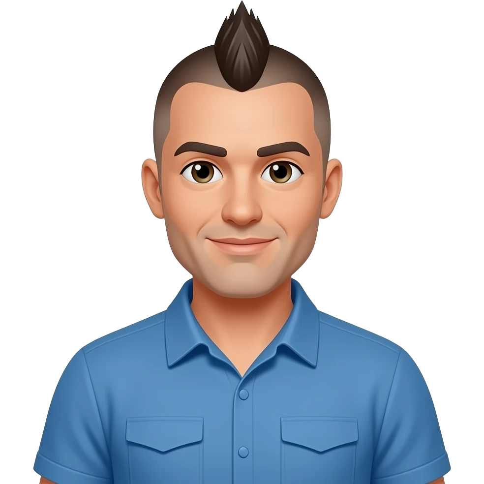 man skin mohawk and blue yes and broad shoulder emoji