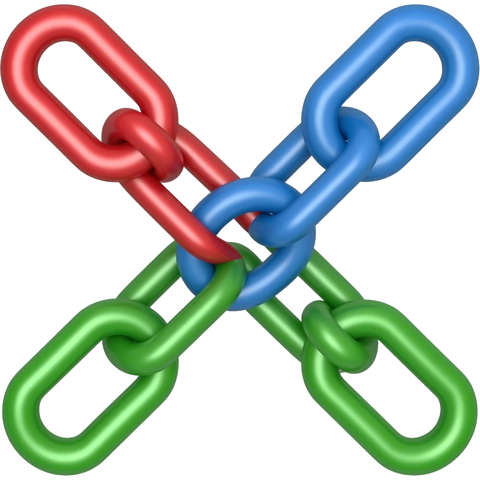 chain with 3 links that are red, blue and green emoji