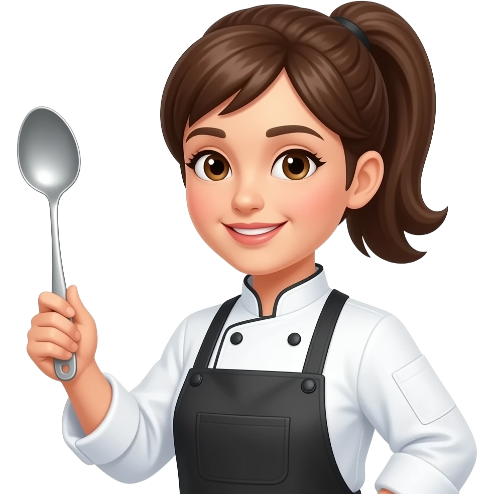 hair tied back chef girl emoji