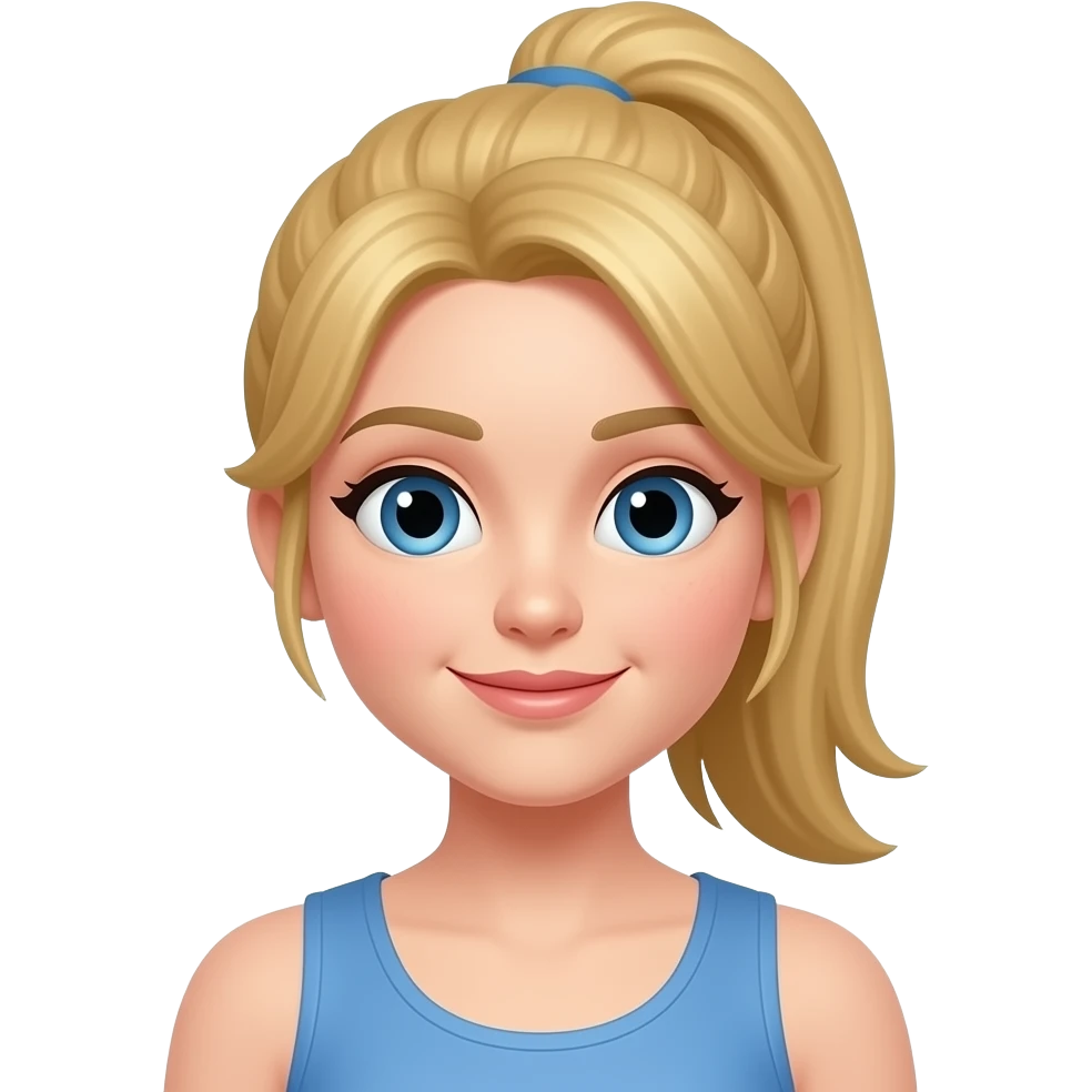 blonde girl with ponytail portrait front emoji