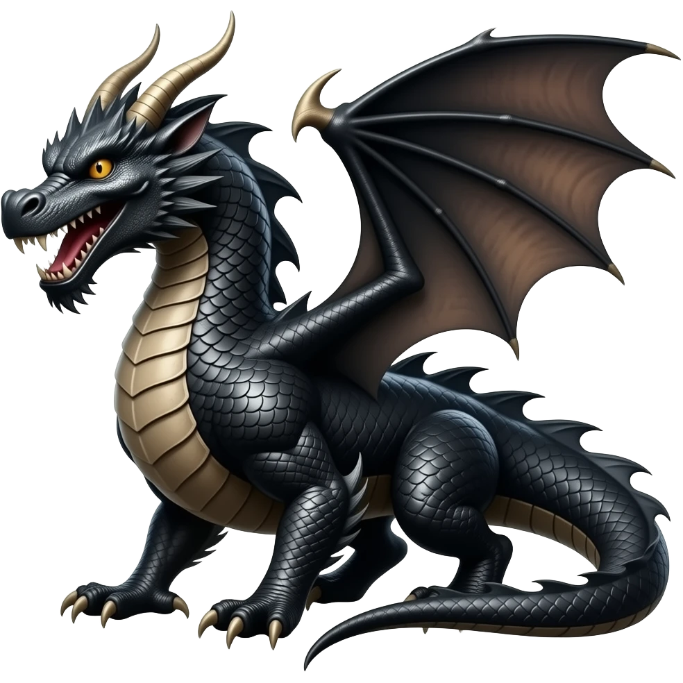 ancient Black dragon DJ, highly detailed, hyper real emoji