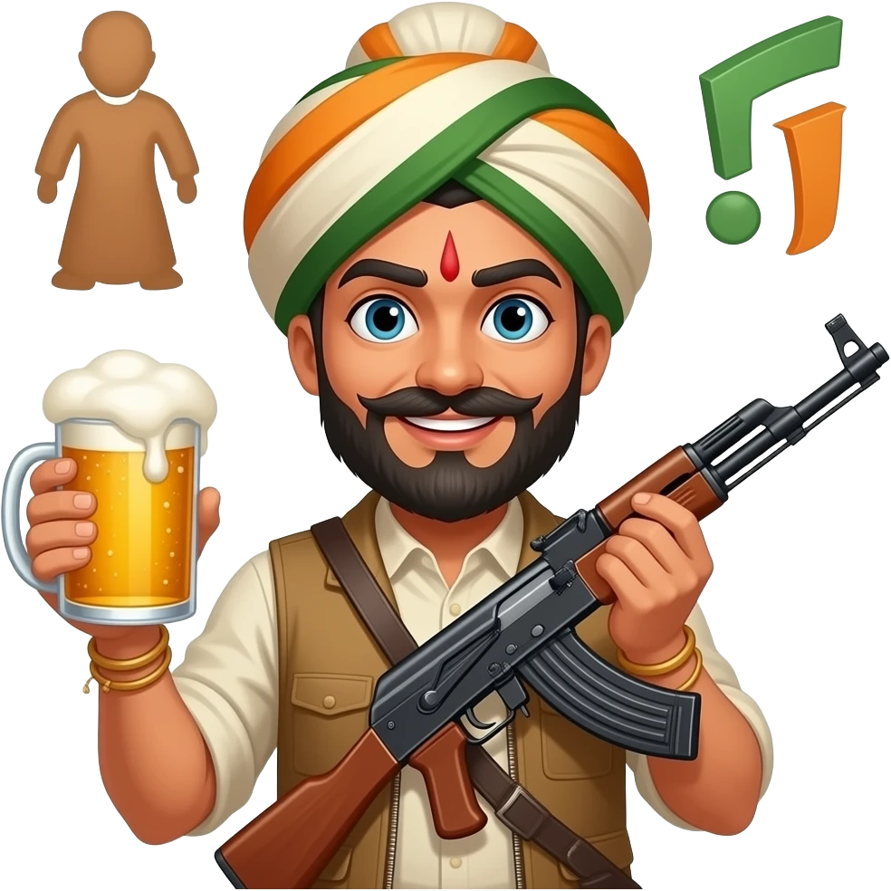 ad bierd and ak 47 emojis like a rowdy in indian emoji
