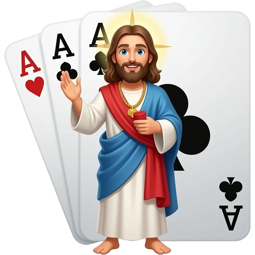 Jesus playing cards emoji