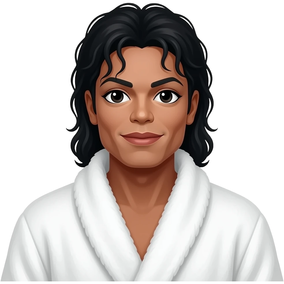 Сгенерируй Майкла Джексона в белом махровом халате emoji