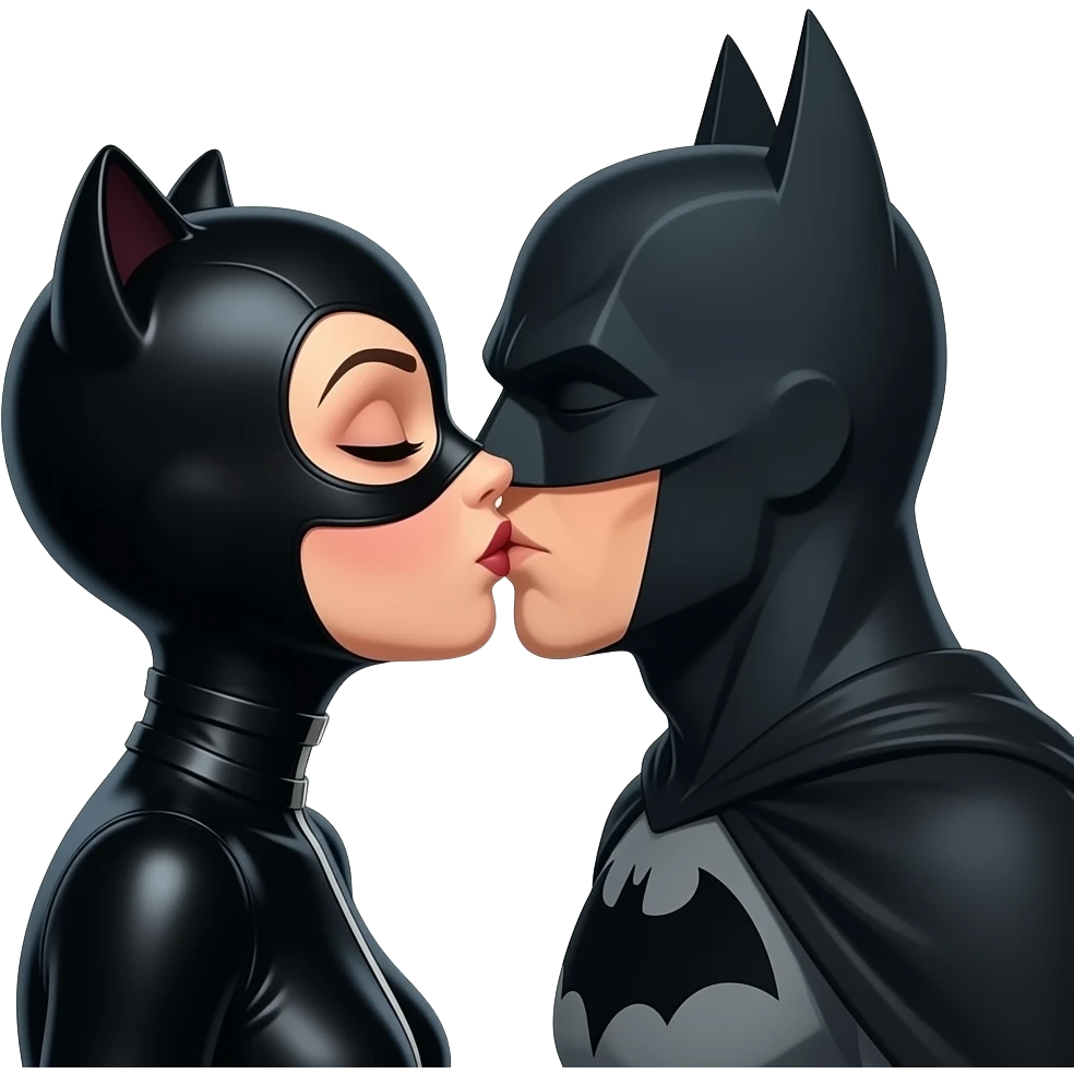 Catwoman and batman kissing emoji