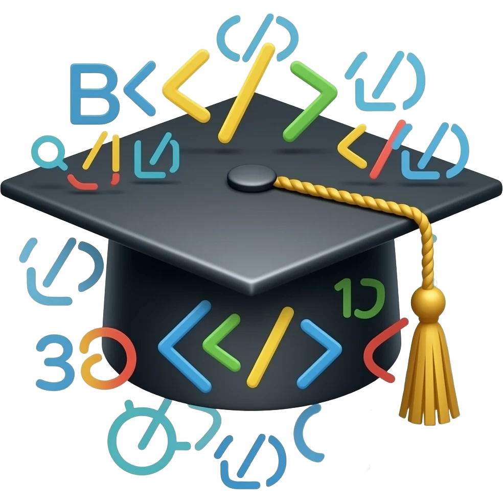 graduation cap symbolizing coding and software development. emoji