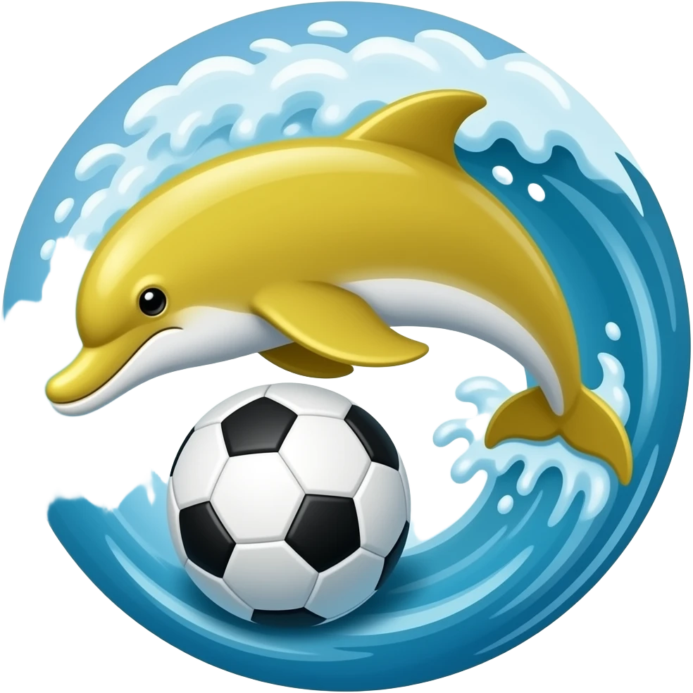 yelllow black dolphin circle wave soccerball emoji