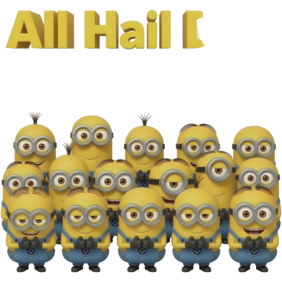 A crowd of minions on their knees bowing with the text All Hail DiDi emoji