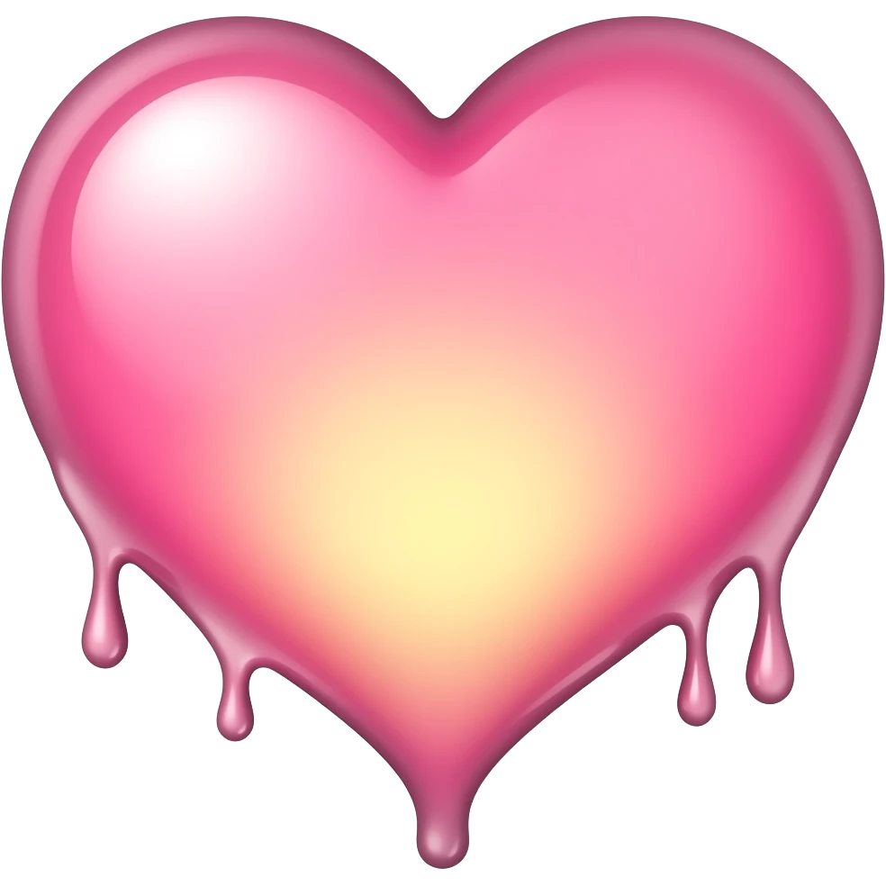 dripping bleeding pink heart glowing pink yellow warmth emoji