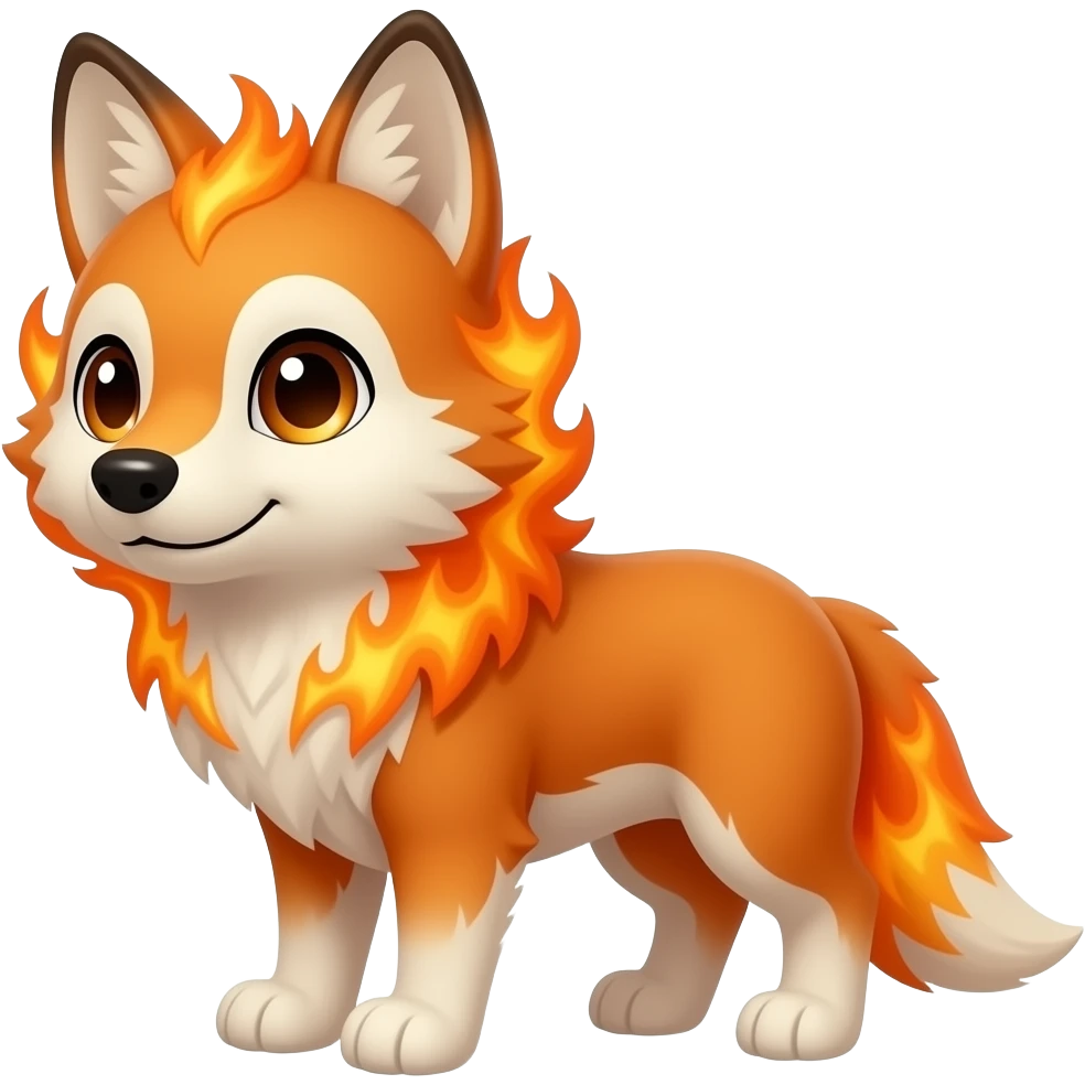 Cute Fire wolf emoji