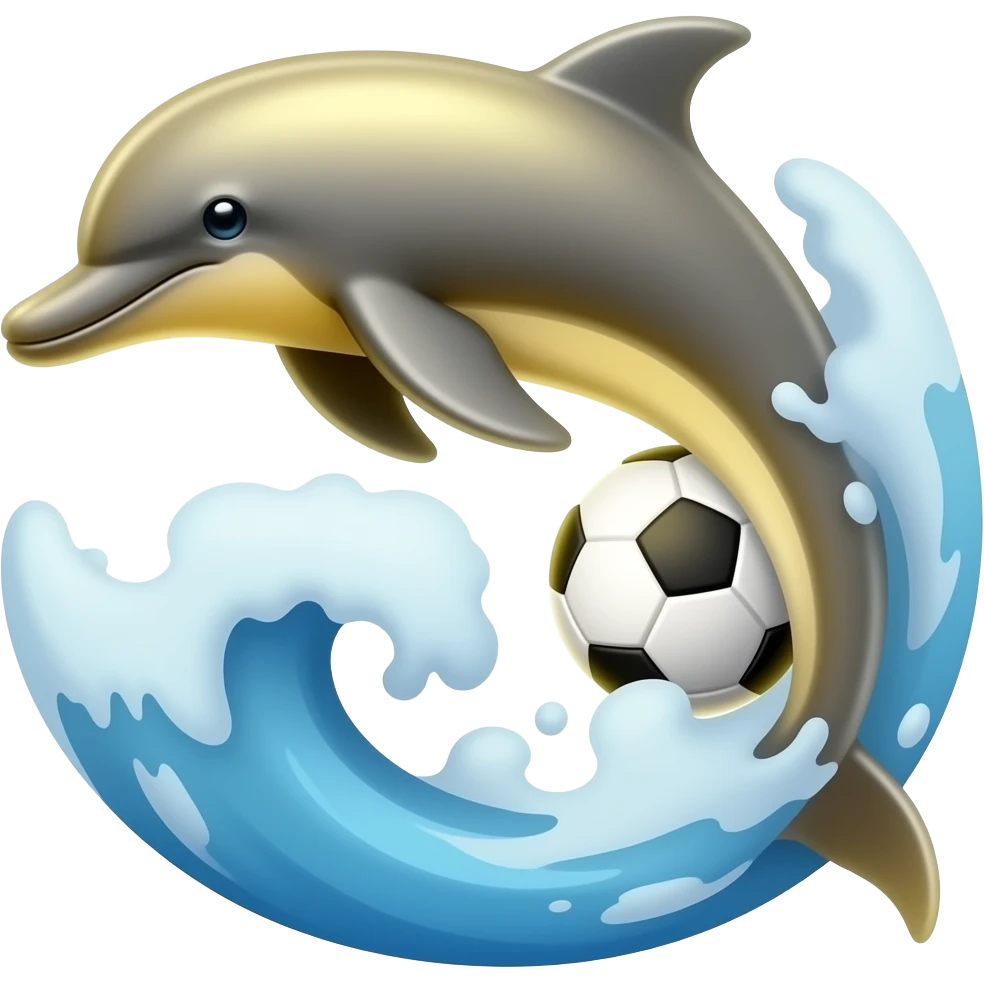 yelllow black dolphin circle wave soccerball emoji