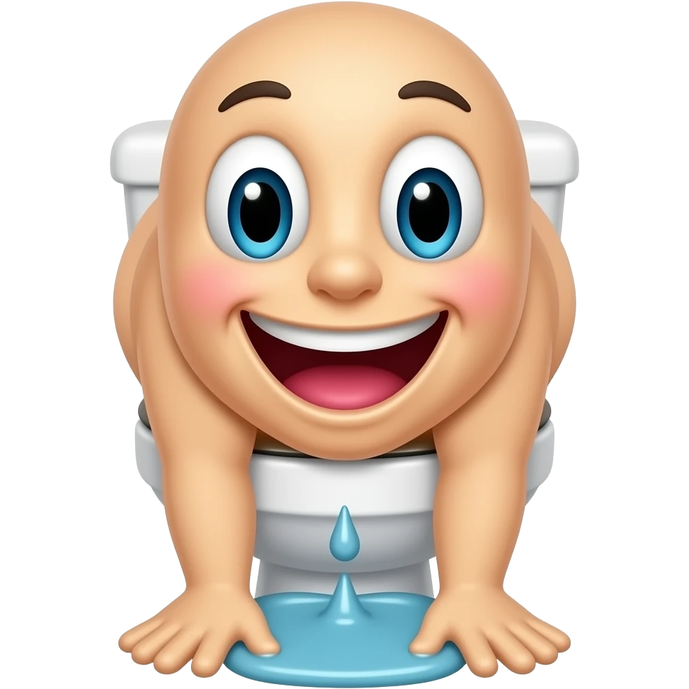 Laughing face peeing in a toilet emoji
