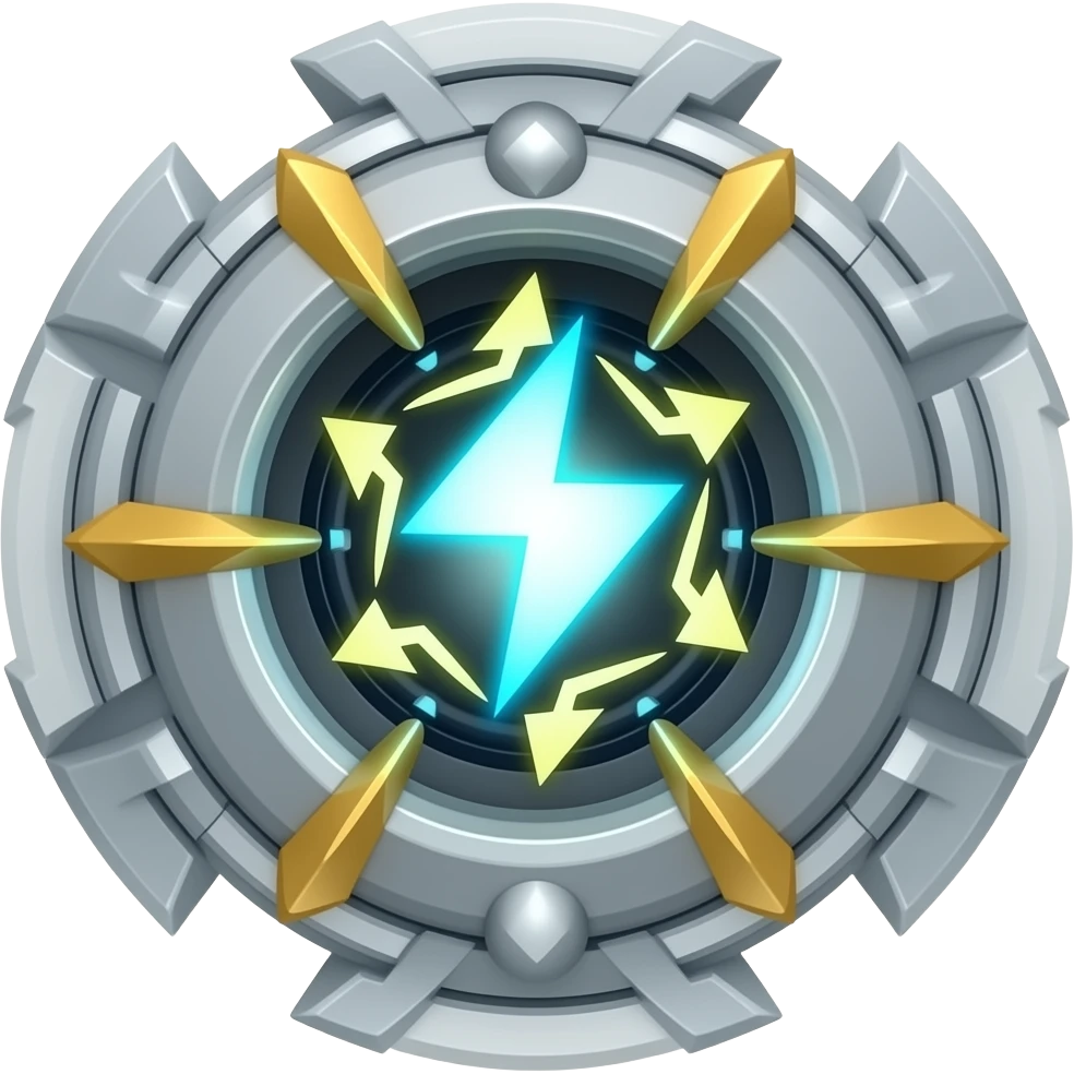 storm breaker bayblade, heavy armored top, electric pulse core emoji