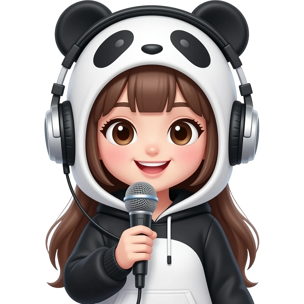 Cute anime panda themed vtuber lady emoji
