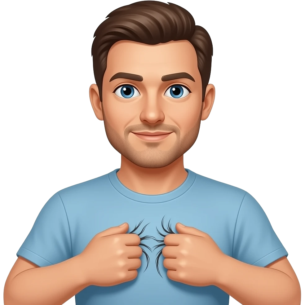 a man pulling his chest hair emoji