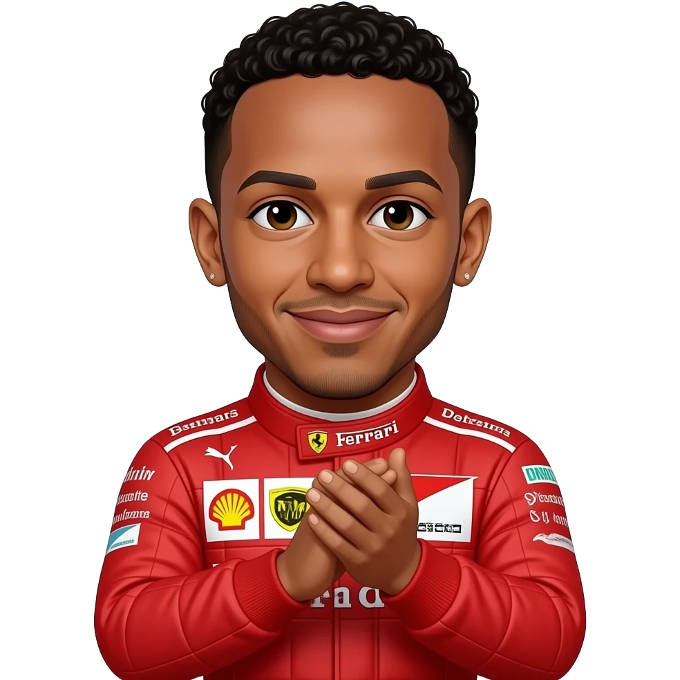 Luis Hamilton en combinaison Ferrari qui applaudit emoji