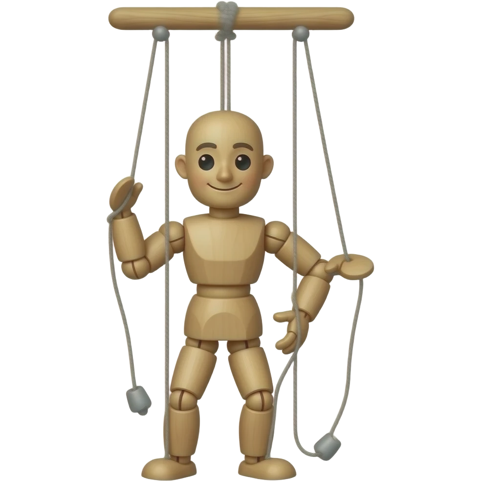 Wooden Puppet on a sting emoji