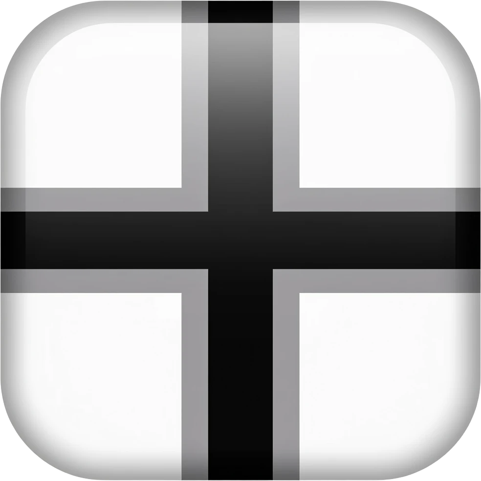 A flag of white background with a black cross( The Teutonic knights flag)use the same form in the Apple emoji emoji
