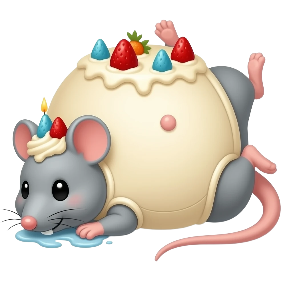 A cute little mouse,gets a giant overstuffed belly,she has eaten entire cake,now she is too full to move and remains stuck on her back,then she finds her well fed Bellybutton and gives it a deep tickle. emoji