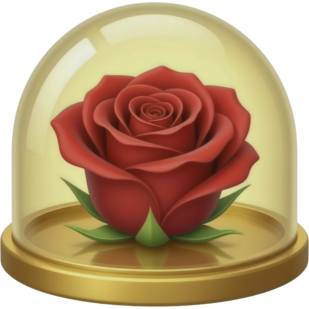 long beautiful magic red rose, inside a magic gold dome emoji