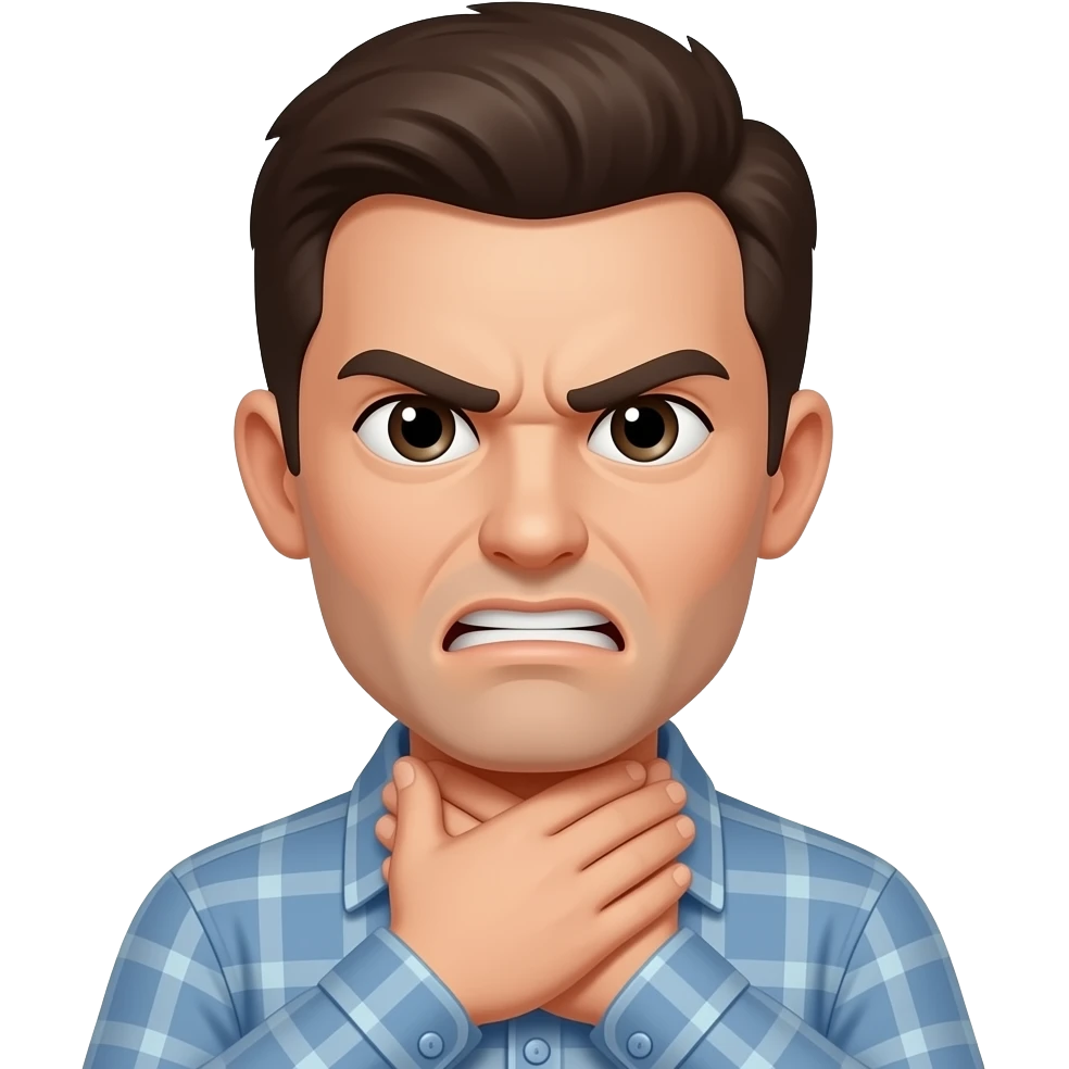 Angry face with hands around throat emoji