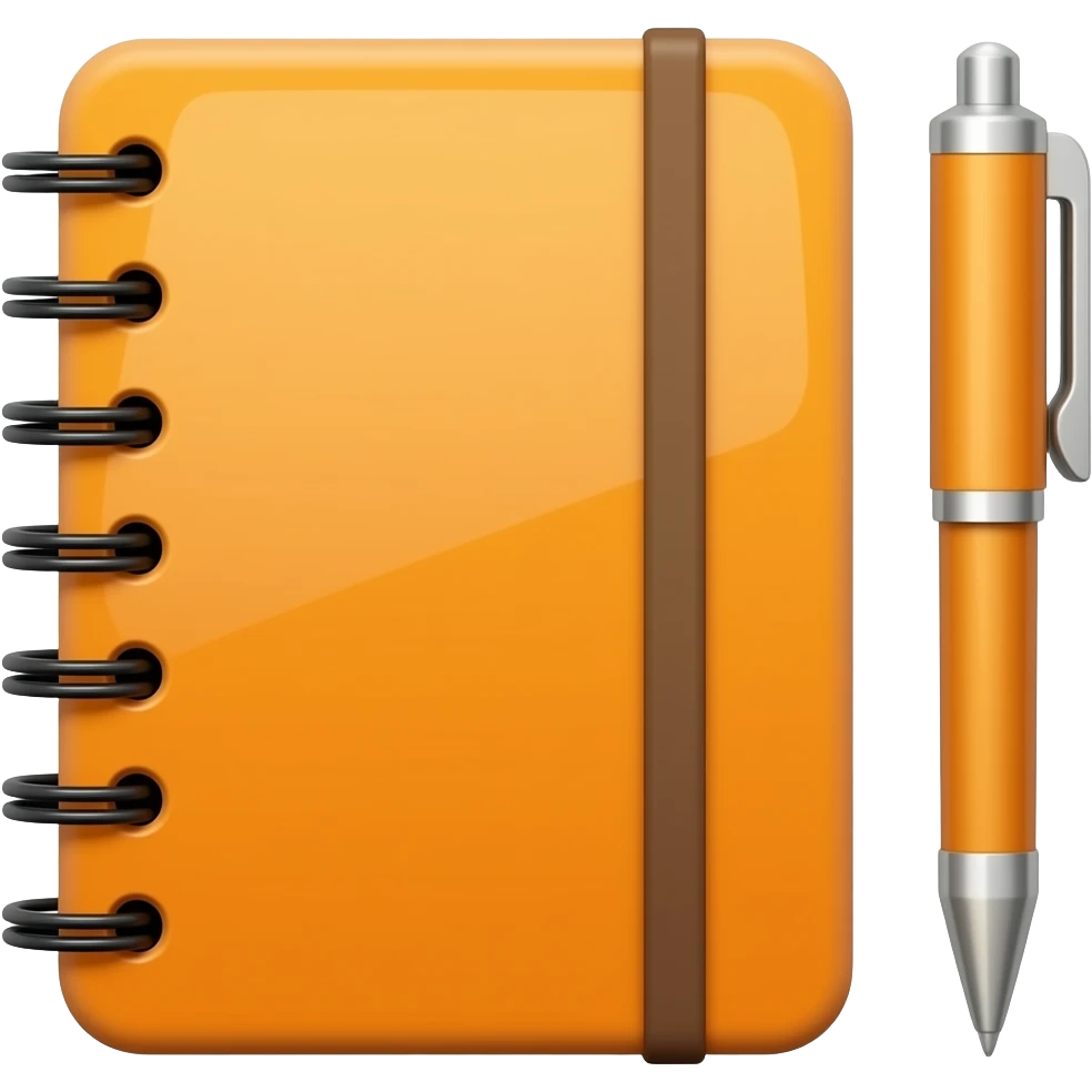 orange notebook and pen emoji