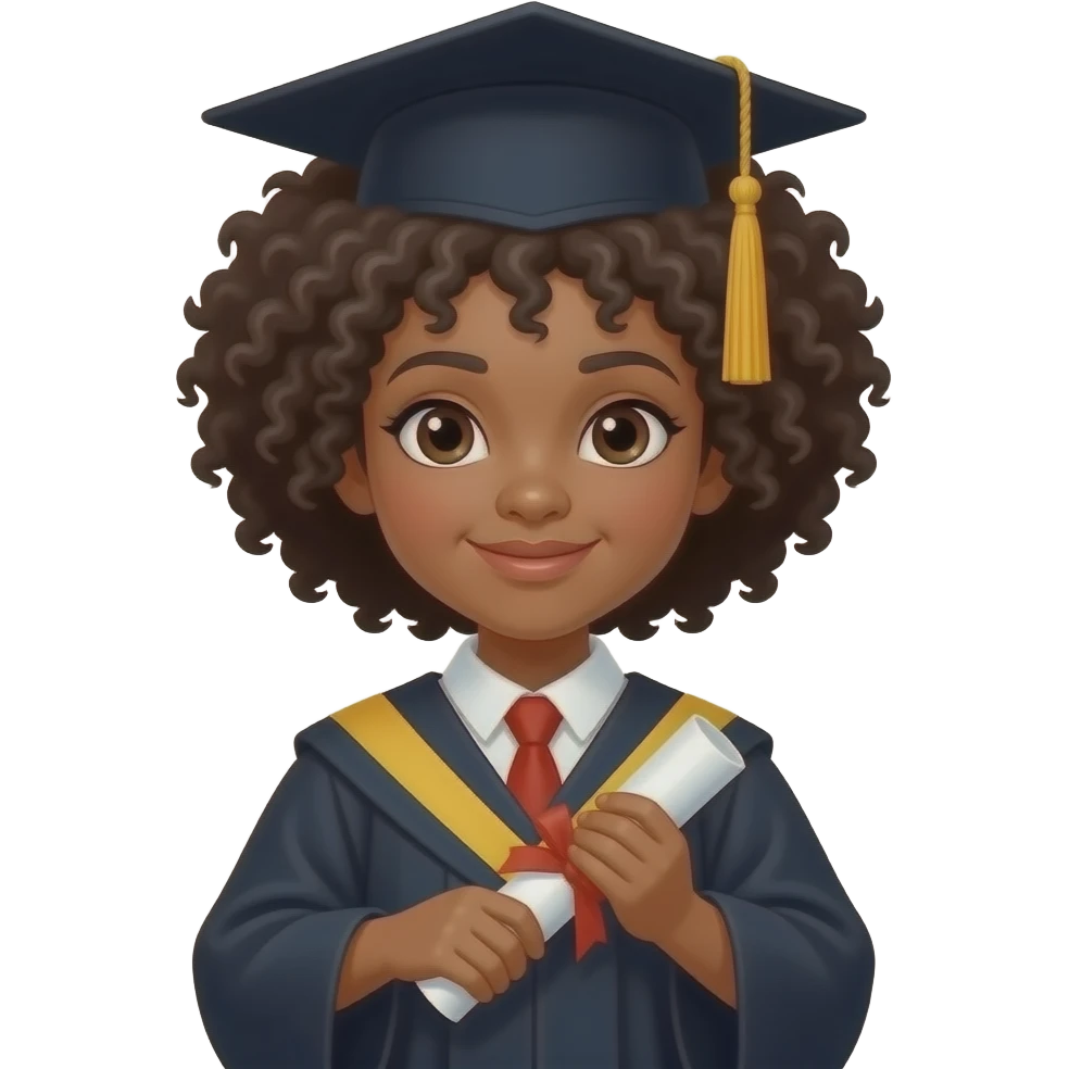 NIÑA GRADUACION MORENA DE PIEL PELO AFRO emoji