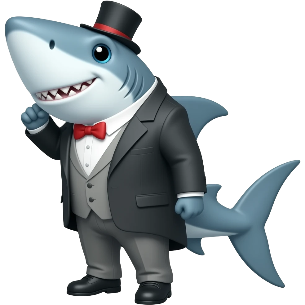 Shark with a top hat emoji