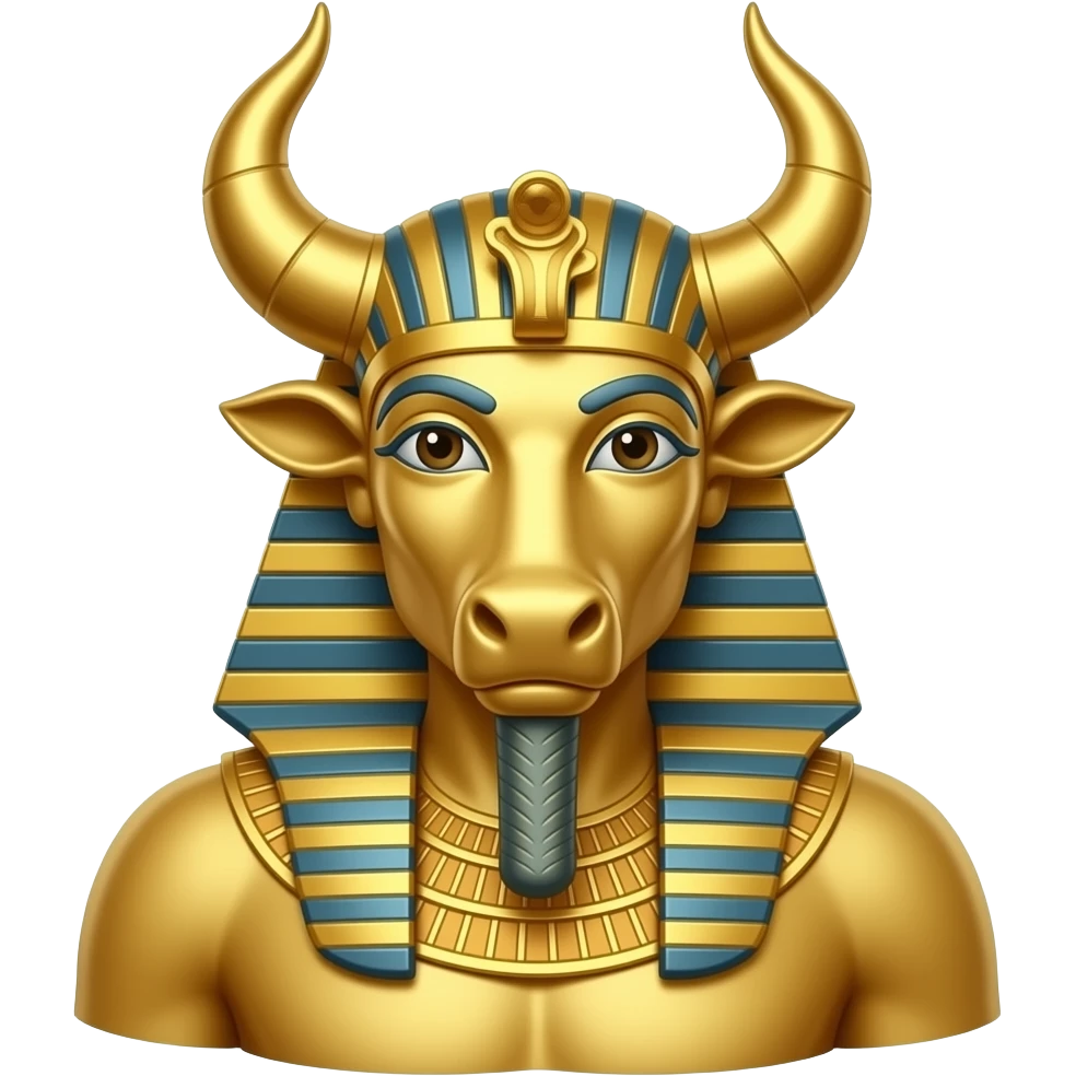 golden statue of baal, anthropomorphic god with bull's head emoji