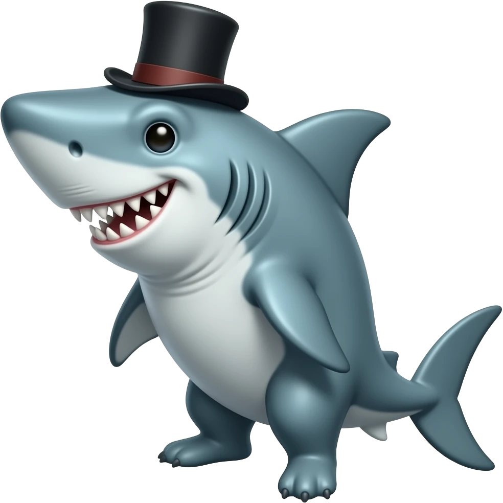 Shark with a top hat emoji