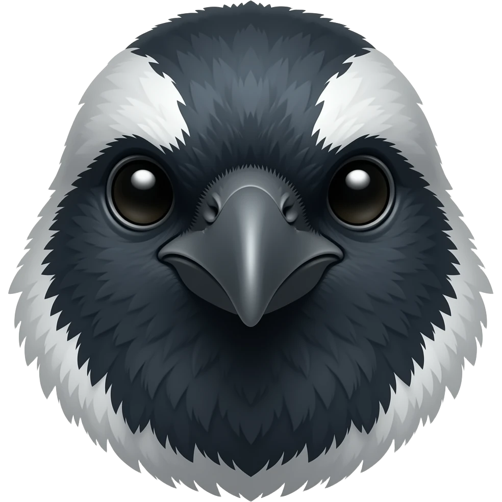 A robotic cyborg magpie head emoji