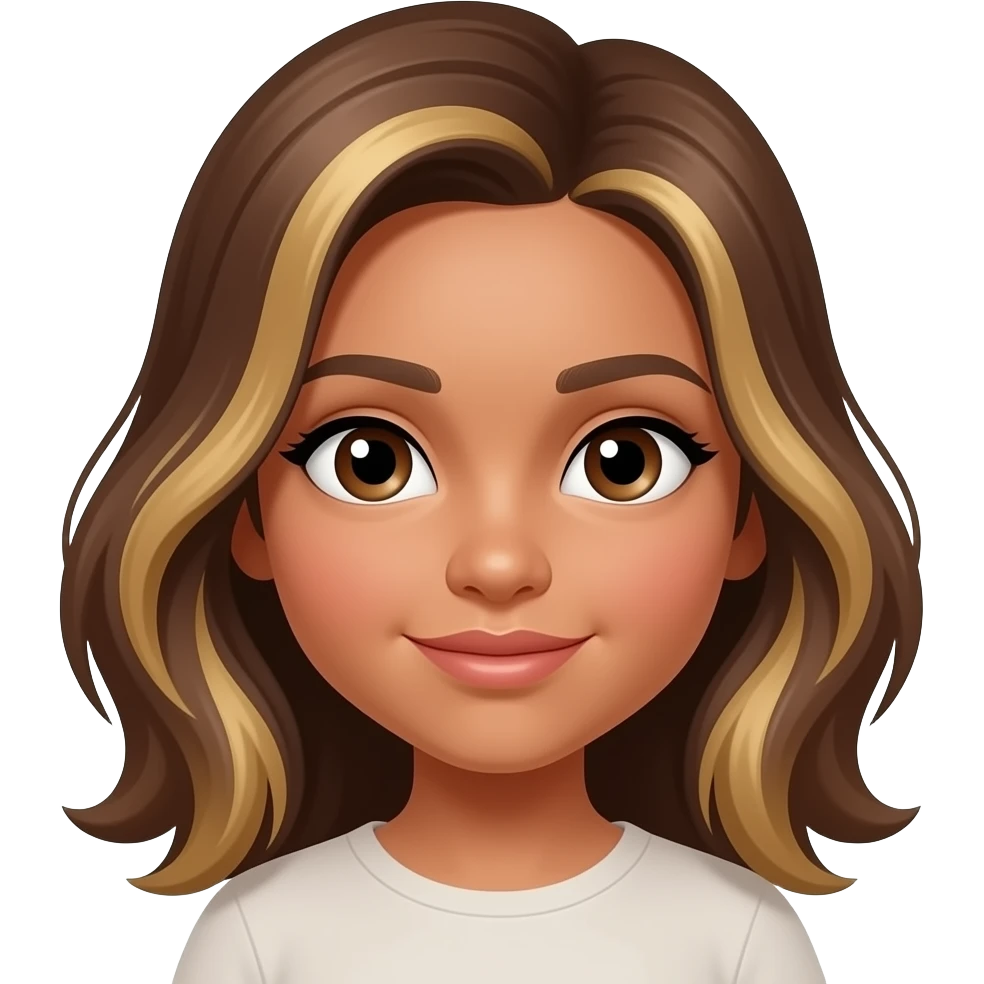 Mixed race girl dark brown eyes with brown and blond and slightly slanted eyes emoji