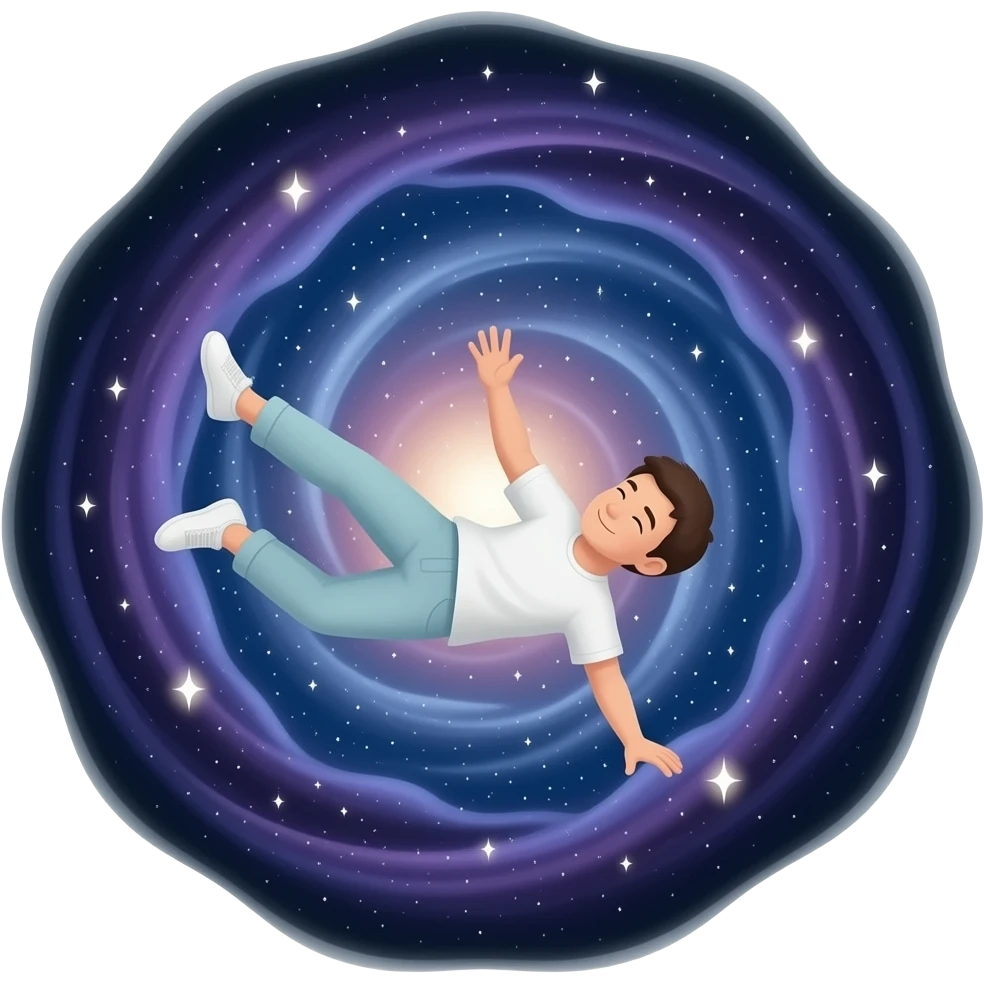 Person falling in galaxy emoji