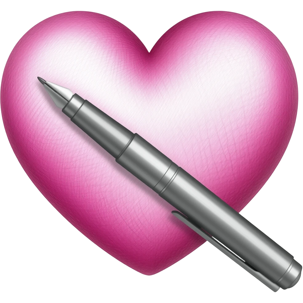 writing on a heart with a pen emoji