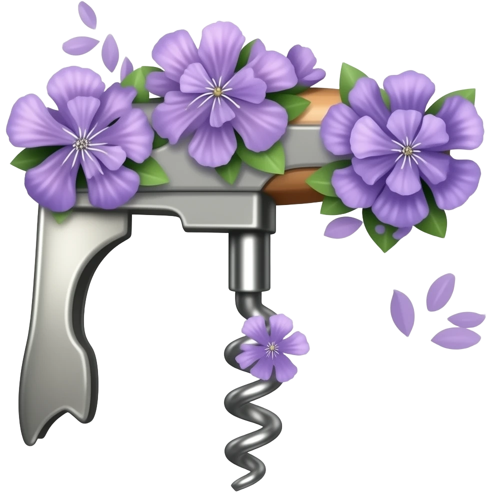 Sharp cork Screw with violet flowers emoji