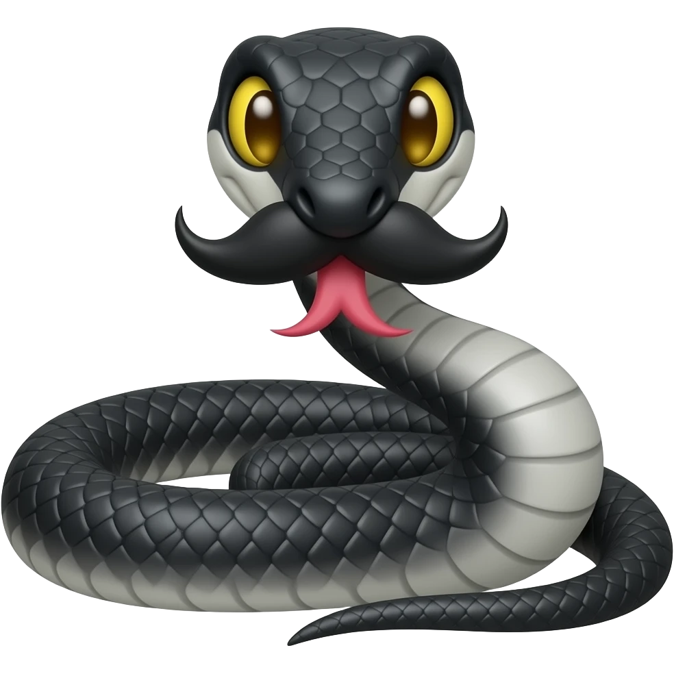 Black snake with moustache and beard emoji