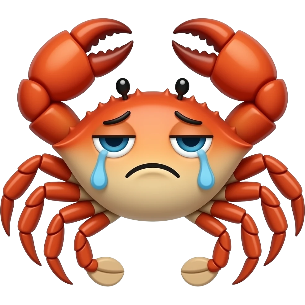 A tired crab emoji