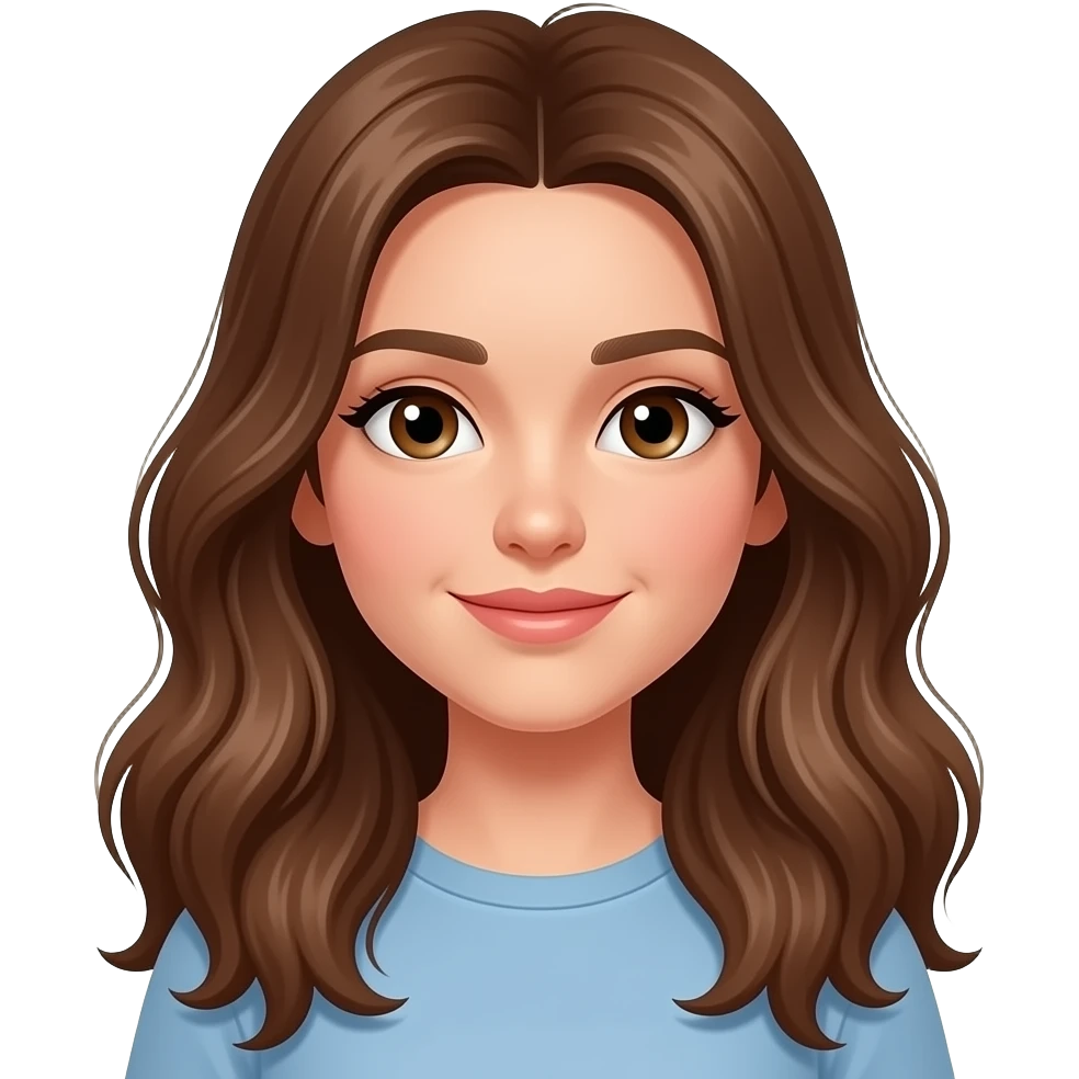 brown long wavy hair, 22 emoji