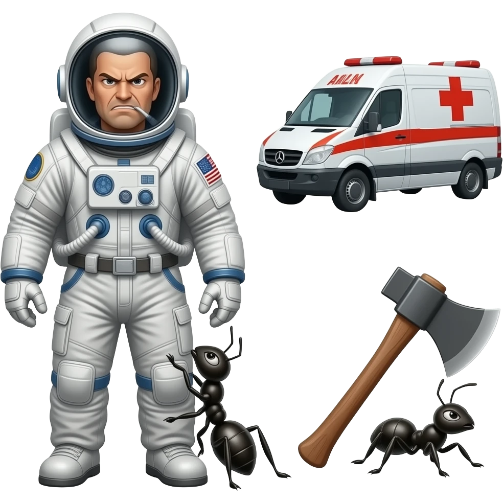 Ants in the astronauts pants angry astronaut axe and axe ambulance emoji