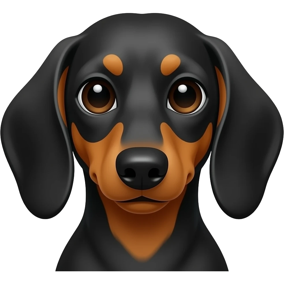 Simple Dachshund cute but stylish without neck, Perspective from Front and just a head emoji
