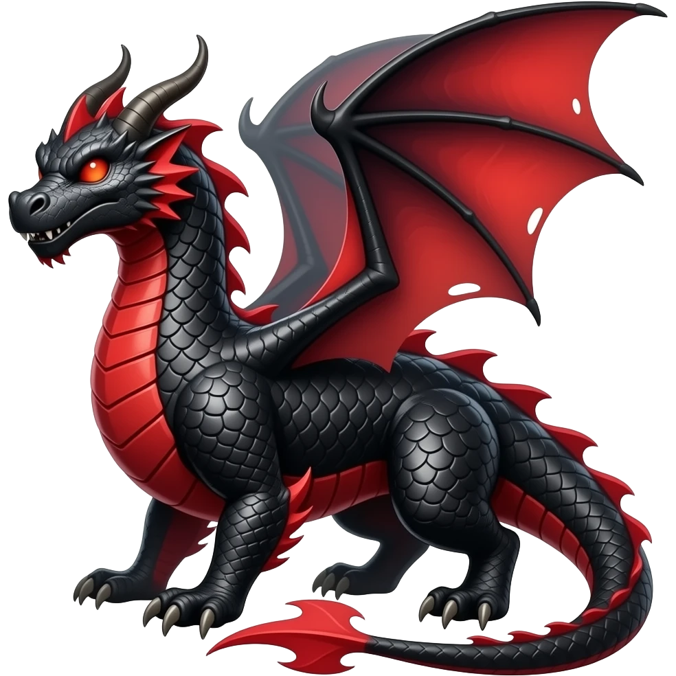 Cool dragon red black emoji
