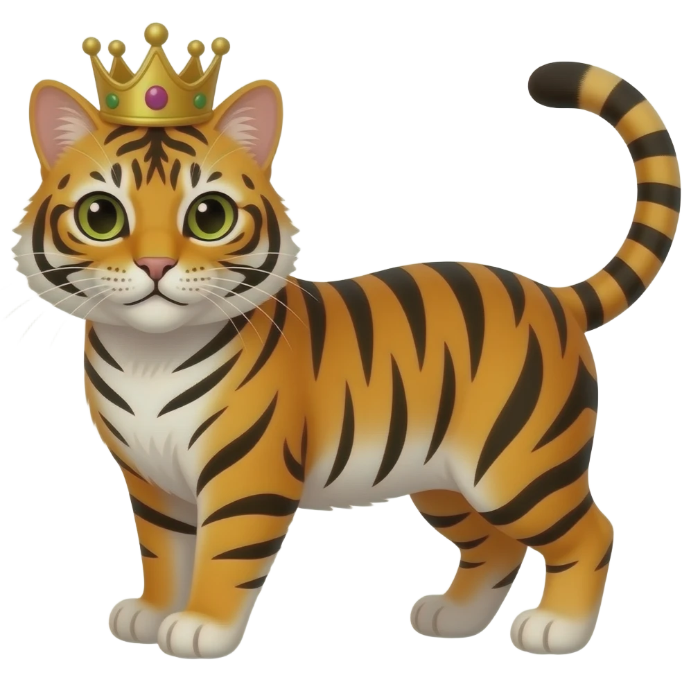 Chat tigré avec une couronne de la galette des rois emoji