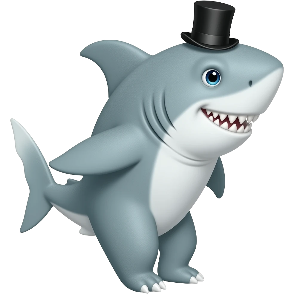 Shark with a top hat emoji