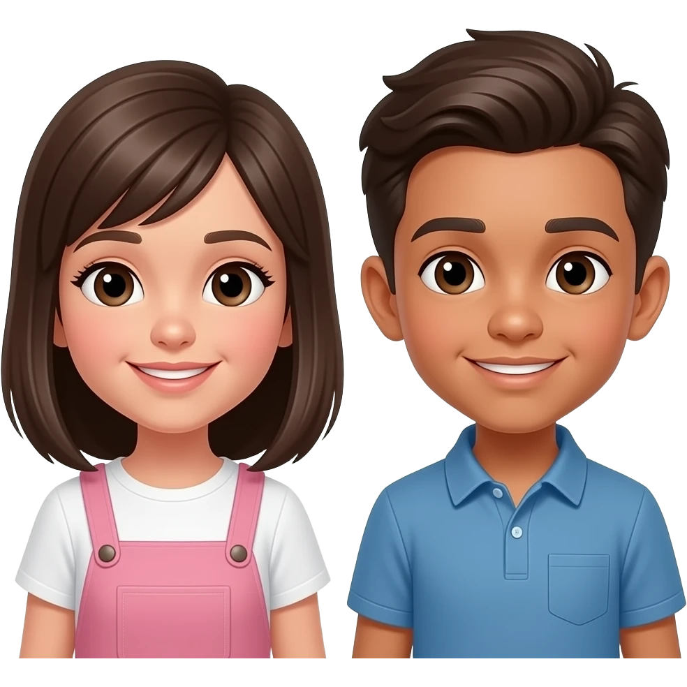 Girl boy twins light brown skin emoji
