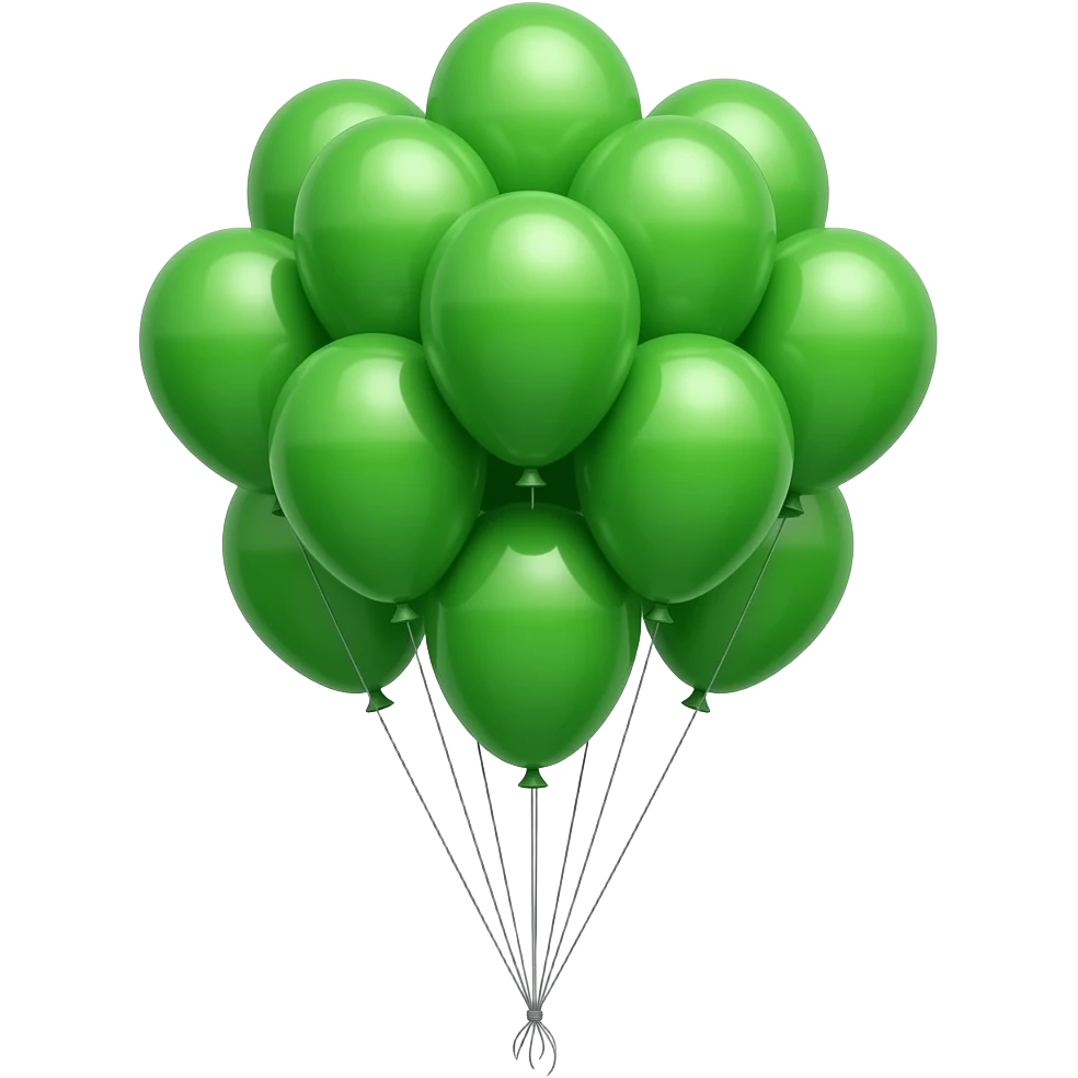 Green balloons flying with string emoji