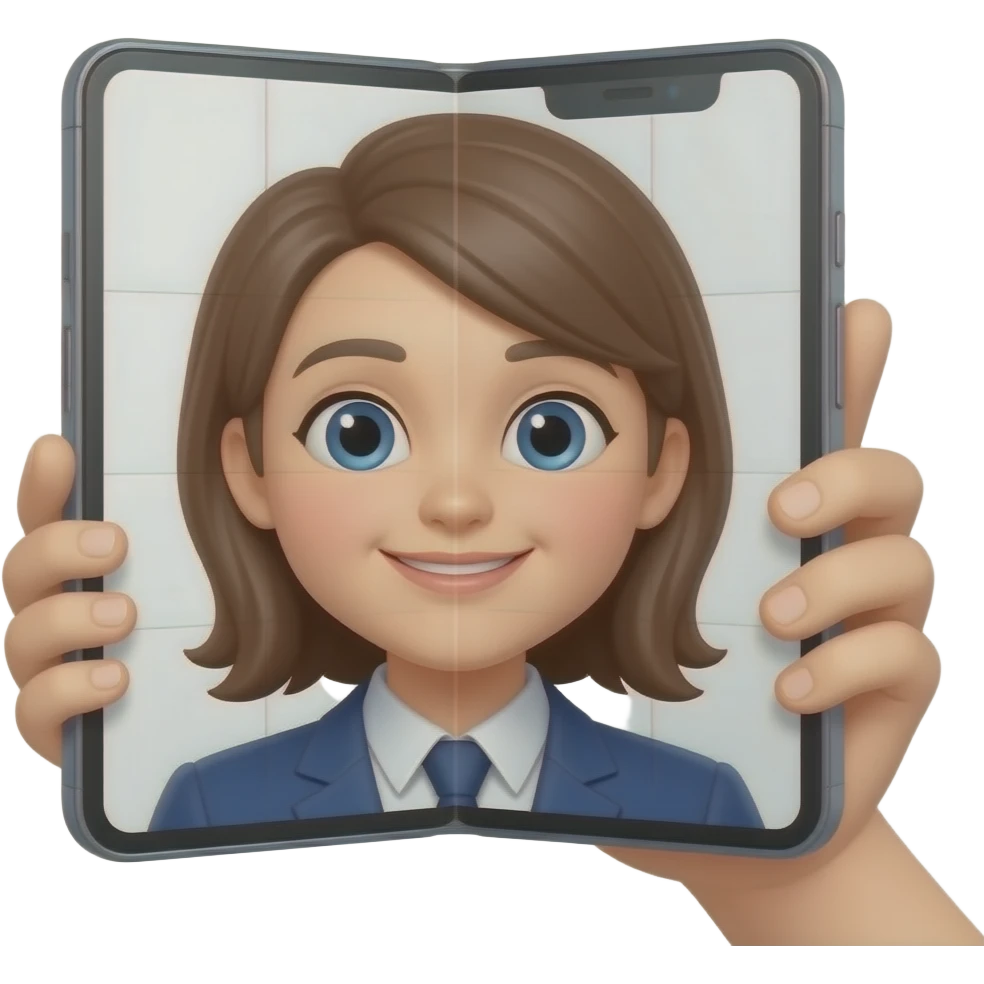 taking a photo with a foldable phone emoji
