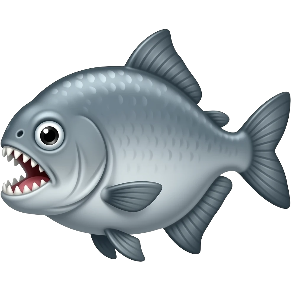 серая пиранья с оголенными зубами emoji